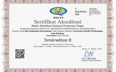 Program Studi Magister Hubungan Internasional Sudah Mendapatkan Akreditasi B